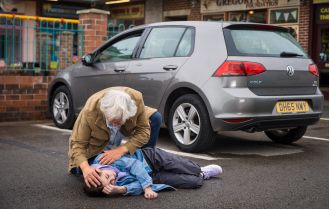 Tragedy strikes as a child is hit by a car on Coronation Street.
