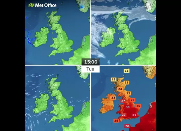 Heat health warnings issued as temps reach 32°C.