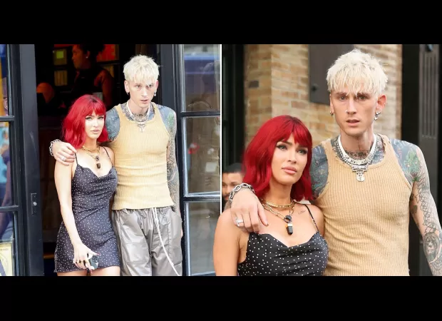 Megan Fox looks stunning in a bright red wig as she enjoys lunch with Machine Gun Kelly.