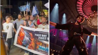 SRK stayed up to watch fans arrive at a 6AM show at Mumbai's Gaiety Galaxy.