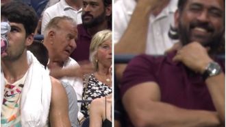 MS Dhoni seen at US Open match between Carlos Alcaraz and Alexander Zverev (WATCH).