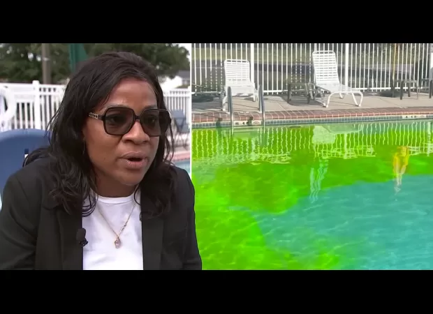 Business owner caught using drone to contaminate residential pools with green dye.