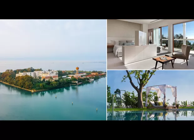 Luxurious stay on a private island for celebs, featuring 11-course meals and Bond-style water taxis.