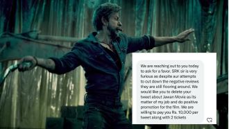 Netizens allege Jawan Makers offered ₹10,000 to take down negative reviews; SRK reportedly 'furious'.