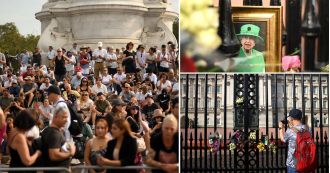 Crowds gathered at Buckingham Palace to commemorate the 1st anniversary of the Queen's death.