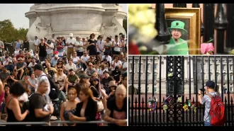 Crowds gathered at Buckingham Palace to commemorate the 1st anniversary of the Queen's death.