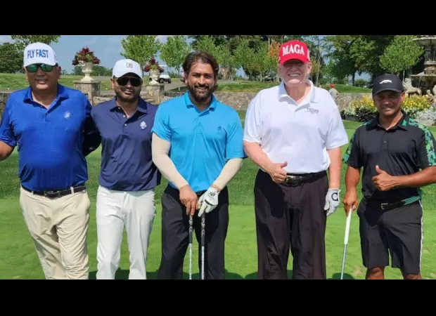 MS Dhoni posed for a picture with former US President Donald Trump at the National Golf Club Bedminster, which has now surfaced.