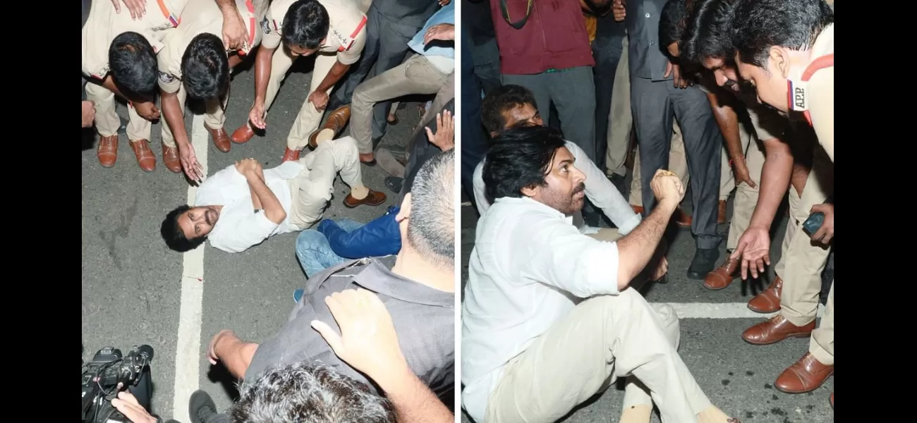 JSP Chief Pawan Kalyan stopped at A.P.-T. border, lays down in protest, workers join in support (WATCH).