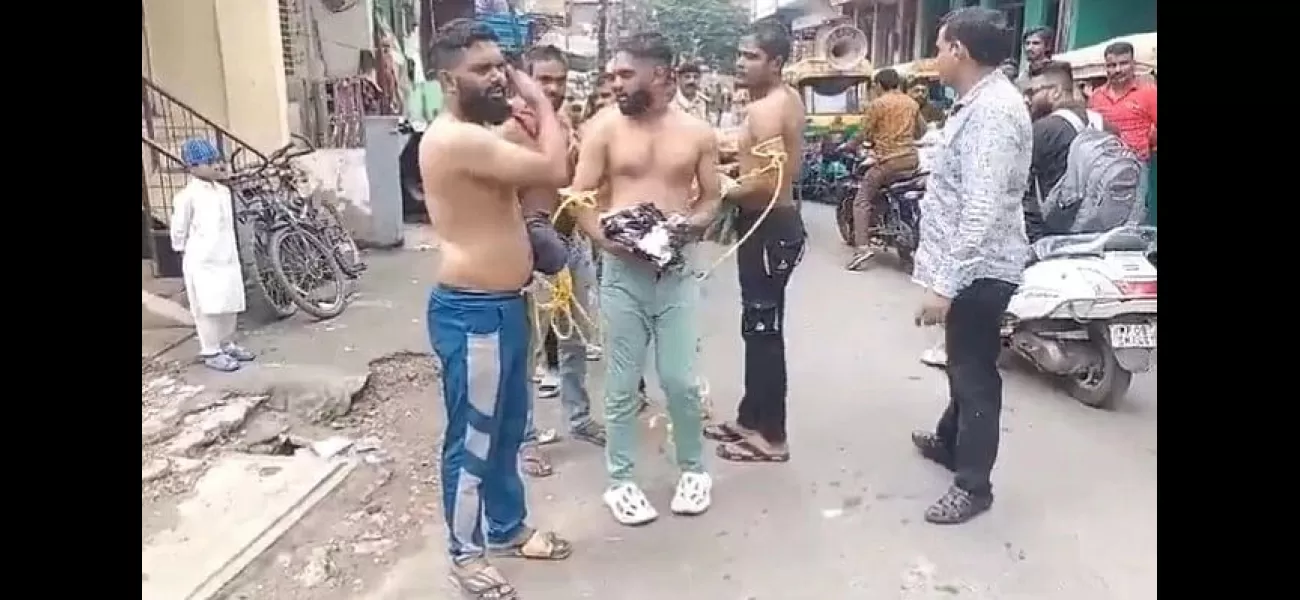 Police paraded 8 Muslim men half-naked after they were caught throwing stones at each other in Indore.