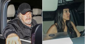 Al Pacino, 83, and girlfriend Noor Alfallah, 29, deny rumors of a split as they go out to dinner.