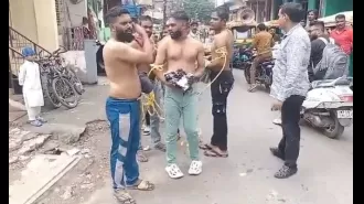 Police paraded 8 Muslim men half-naked after they were caught throwing stones at each other in Indore.