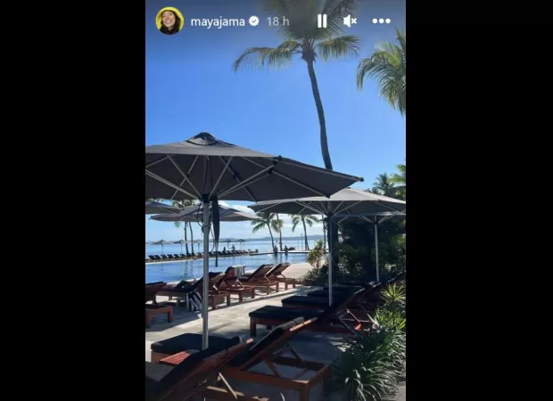 Maya Jama enjoys luxurious stay in Fiji while filming Love Island spin-off series.
