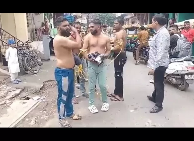 Police paraded 8 Muslim men half-naked after they were caught throwing stones at each other in Indore.
