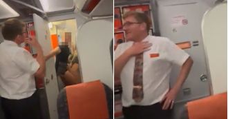 Couple embarrassed after being caught by cabin crew in the act of joining the 
