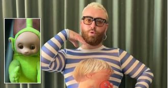 Sam Smith wears Teletubbies-style heels and declares Tinky Winky is LGBT.