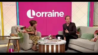 Lorraine apologizes for using multiple swears while giddily interviewing Damian Lewis, finding the whole thing humorous.