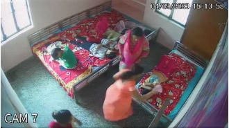 Official in charge of child shelter in Agra suspended after video of him thrashing a minor girl with slippers goes viral.