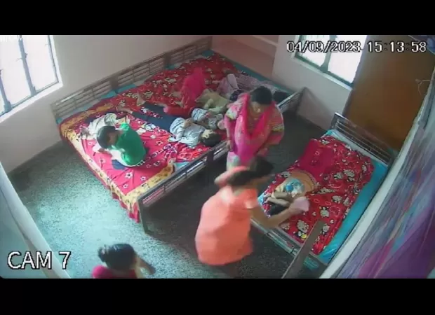 Official in charge of child shelter in Agra suspended after video of him thrashing a minor girl with slippers goes viral.