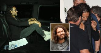 Russell Brand speaks to Wembley crowd, hints at issues he can't publicly address due to rape/sexual assault allegations.