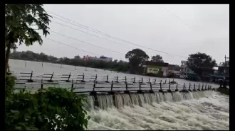 Heavy rains in Madhya Pradesh block Mangod-Manawar road.