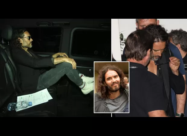 Russell Brand speaks to Wembley crowd, hints at issues he can't publicly address due to rape/sexual assault allegations.