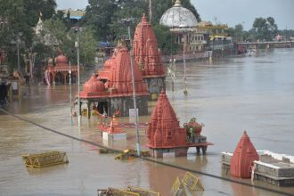 KR still submerged, but temples on banks remain above water.