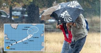 Hurricane Nigel's projected path shows its tail end will hit the UK.