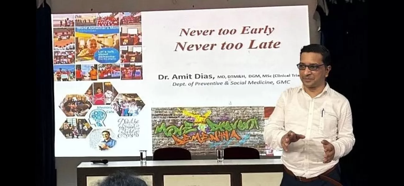 Dr Amit Dias lectures at Goa University on managing Alzheimer's on World Alzheimer's Day 2023.