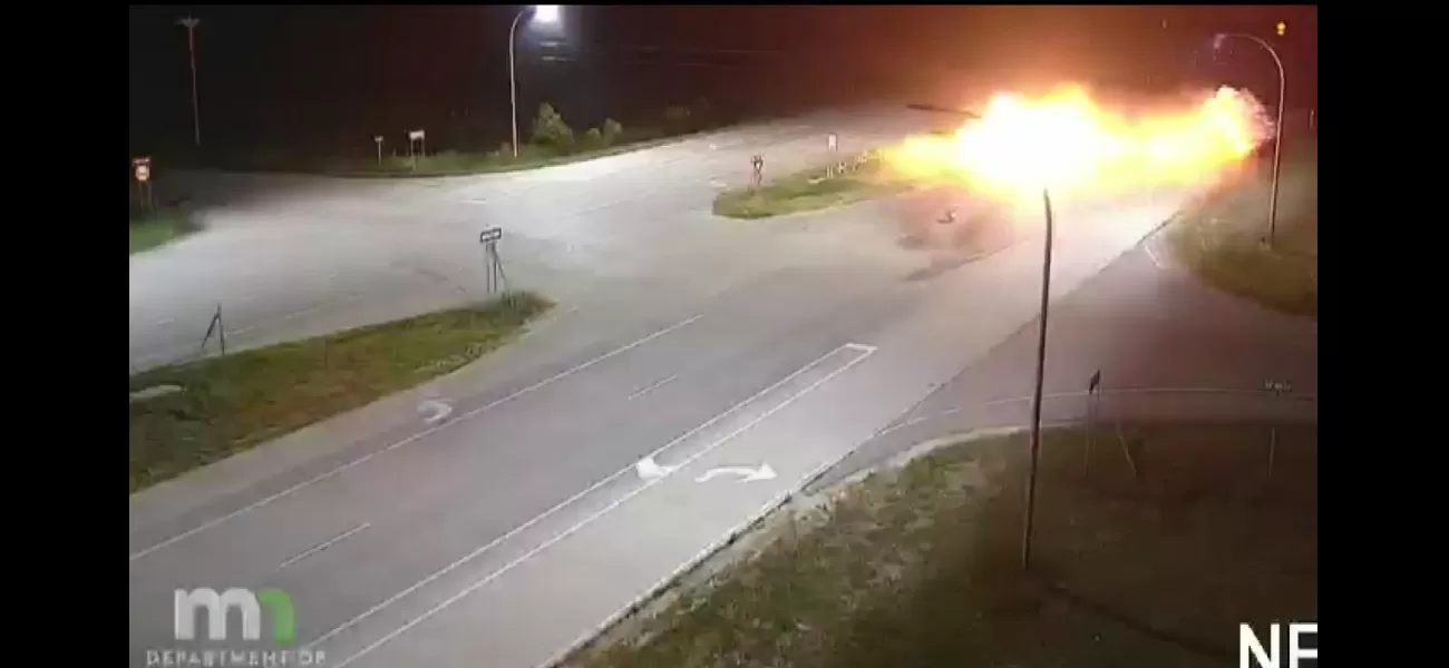 Driver escapes car crash with minor injuries after car is flattened and bursts into flames.