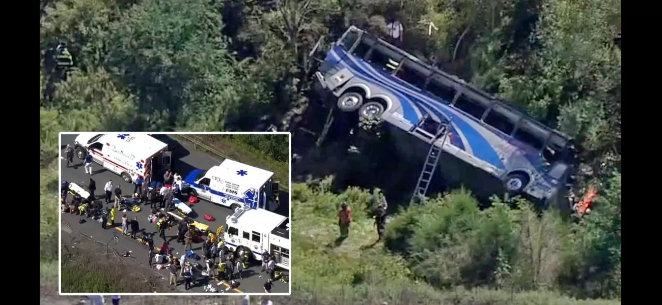 Two dead, five students critical after school bus plunges 50ft in crash.