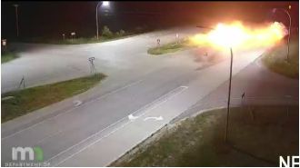 Driver escapes car crash with minor injuries after car is flattened and bursts into flames.