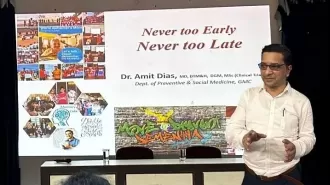 Dr Amit Dias lectures at Goa University on managing Alzheimer's on World Alzheimer's Day 2023.