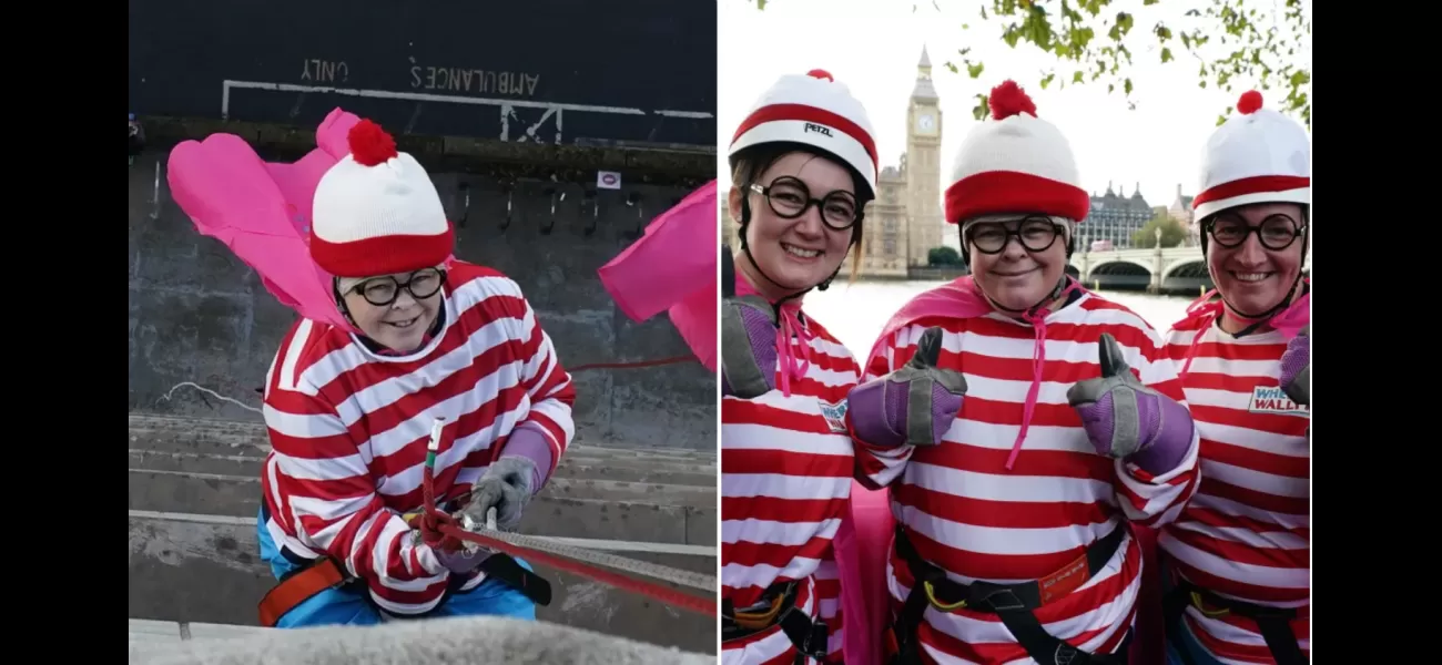 Cancer patient overcomes fear to rappel down St Thomas' Hospital for a good cause.