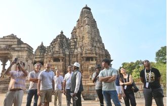 G-20 representatives visited the ancient sandstone temples of Khajuraho in India.