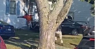 Son hits mum with car, runs from police as she goes flying.
