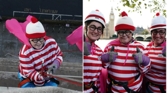 Cancer patient overcomes fear to rappel down St Thomas' Hospital for a good cause.