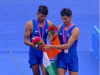 Arjun Lal Jat and Arvind Singh win silver medal in rowing at the 2023 Asian Games.