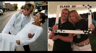 High school sweethearts reunite after 30 years apart, feeling like they're back in 8th grade.