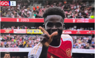 Bukayo Saka celebrated a goal in the North London derby by mimicking James Maddison's signature celebration.