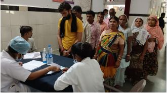 Sanitation workers in Narmadapuram were provided with a health check-up camp.