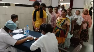 Sanitation workers in Narmadapuram were provided with a health check-up camp.