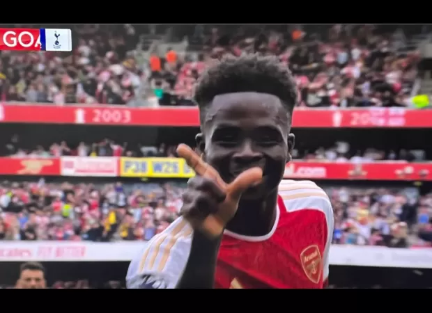 Bukayo Saka celebrated a goal in the North London derby by mimicking James Maddison's signature celebration.