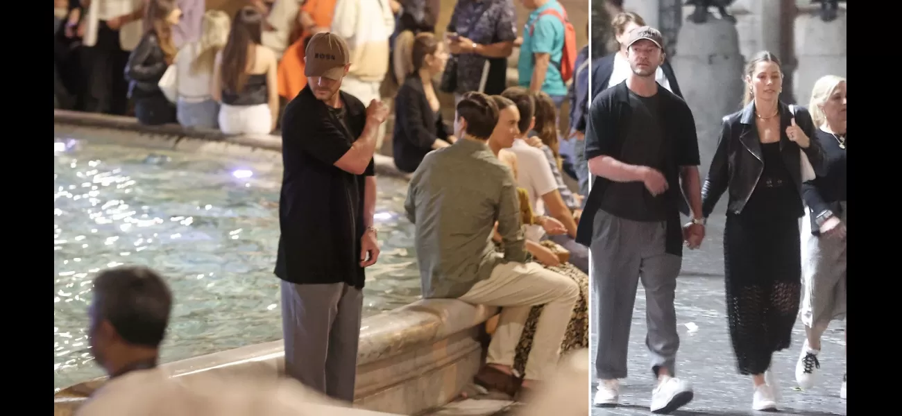 Justin & Jessica bring romance to Rome, throwing coins in Trevi Fountain.