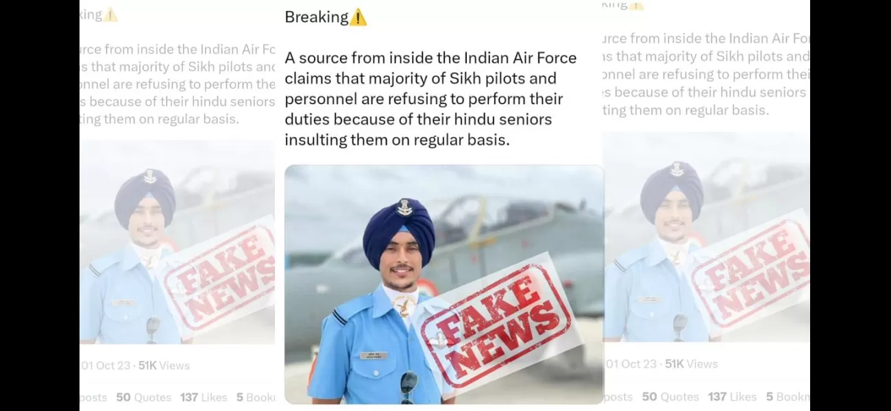 Indian Air Force denies false reports that Sikh personnel refused to work due to Hindu superiors insulting them.