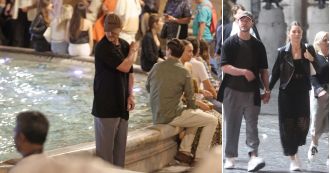 Justin & Jessica bring romance to Rome, throwing coins in Trevi Fountain.