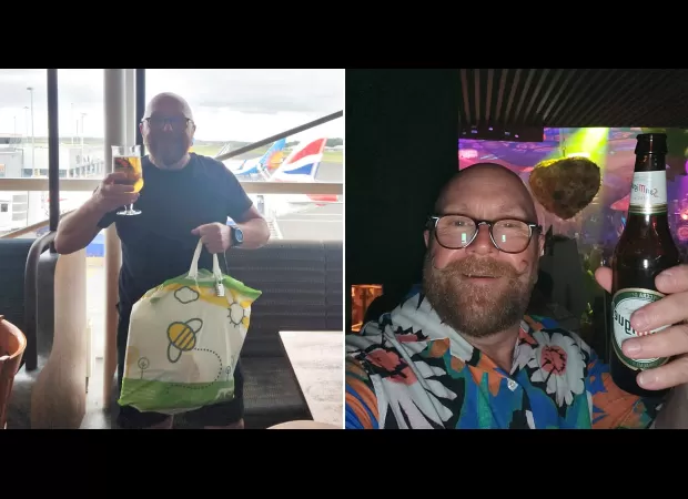 Dad flew to Ibiza for a 24-hour party with £25 and clothes in an Asda bag.