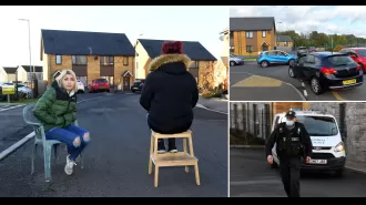 Neighbours blocking a quiet road with chairs in a school pick-up feud.