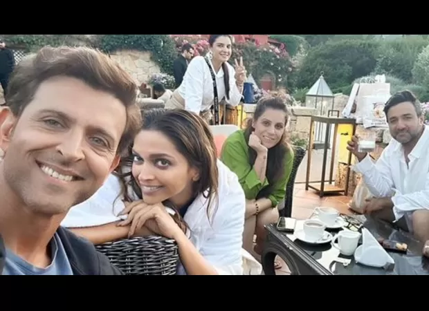 Hrithik and Deepika take a selfie on the set of their upcoming movie, Fighter.
