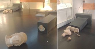 Tourist destroyed statues in Rome due to religious beliefs.