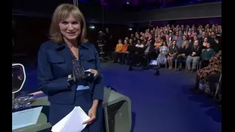 Fiona Bruce causes worry with a black eye and arm in a sling while appearing on Question Time.